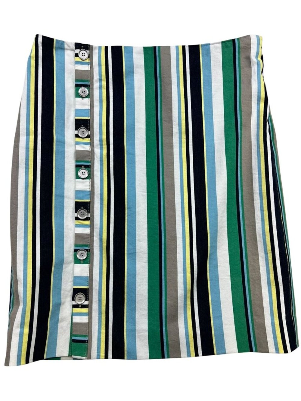 Etcetera Women's Cotton Button-Front Skirt Flat Front Size 6 Multicolor Stripe